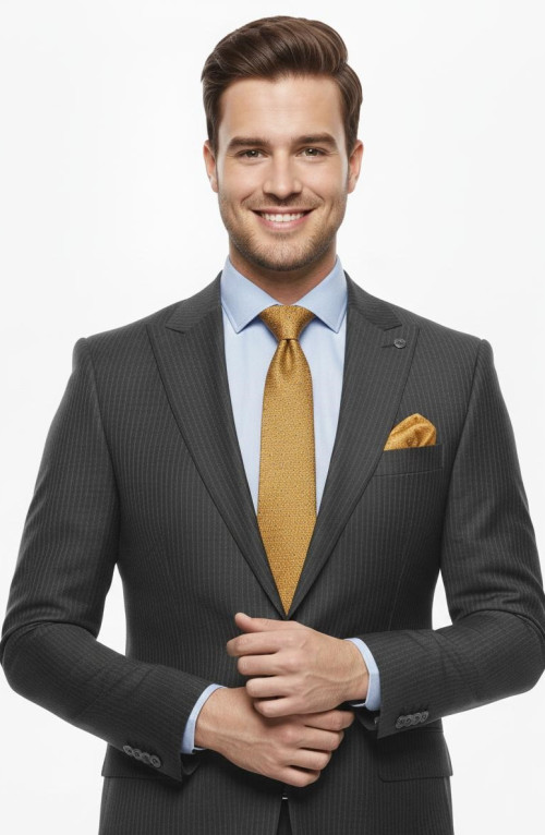 Presto Erkek Slimfit Çizgili Yün Takım Elbise 6 Drop Lacivert  2127-200